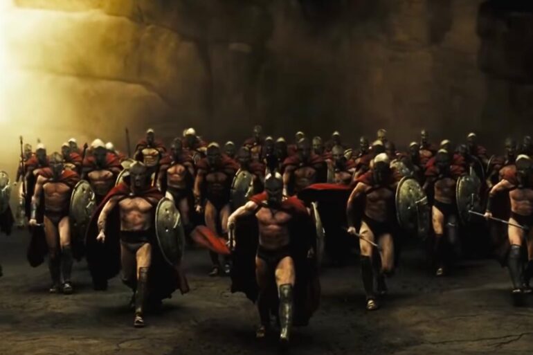 tangkapan layar adegan salah satu film kolosal terbaik, 300