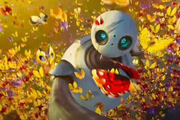 gambar adegan robot roz dari salah satu film kartun terbaru di tahun 2024 yang berjudul the wild robot