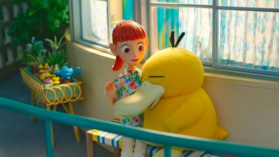 gambar haru dan psyduck dari serial pokemon concierge
