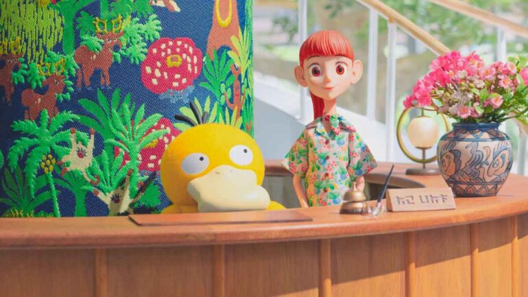 gambar psyduck dan haru di serial pokemon concierge netflix