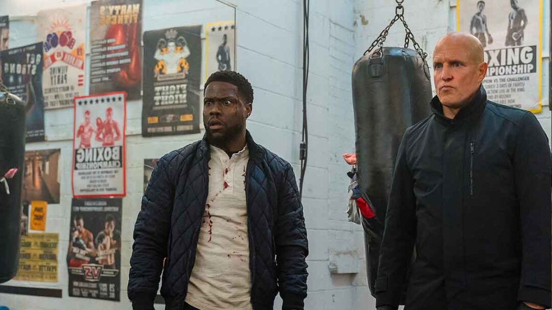 gambar kevin hart dan woody harrelson di film man from toronto