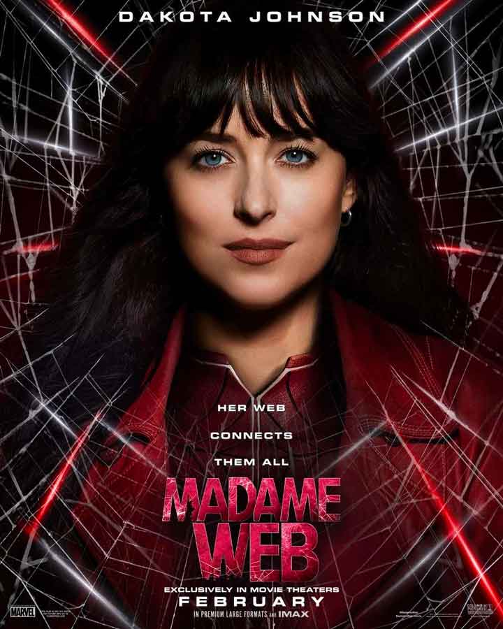 gambar poster madame web yang fokus pada dakota johnson