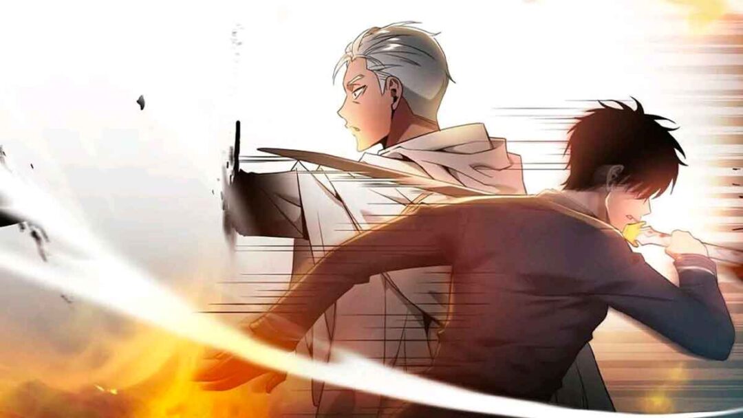 gambar tokoh ronan bertarung di manhwa The Academy's Genius Swordsman 