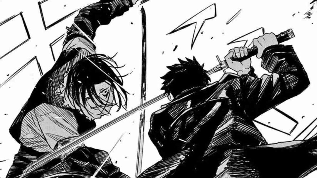 gambar pertarungan pedang kuregumo vs enten di manga kagurabachi