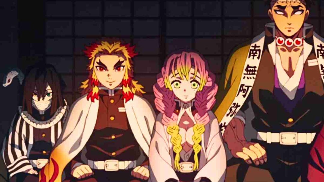 kyojuro dan mitsuri di pertemuan hashira
