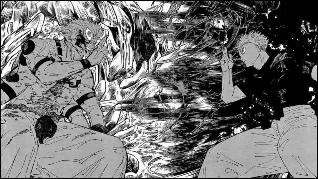 gambar sukuna vs yuta okkotsu yang memakai tubuh satoru gojo