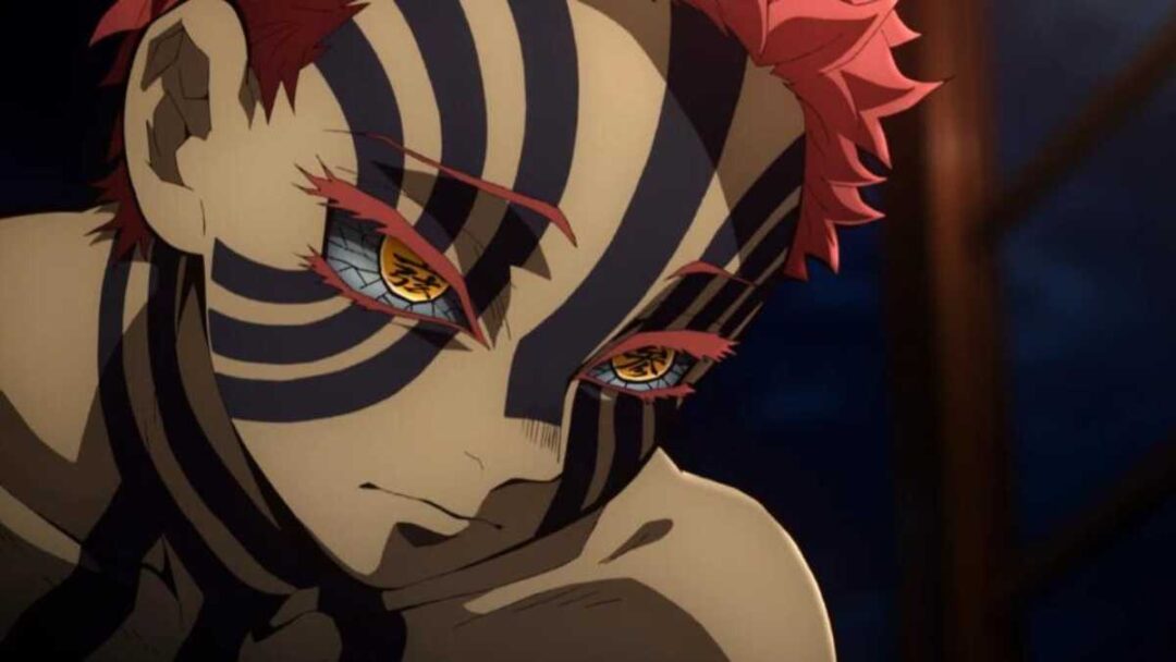 gambar akaza lapor ke muzan dari anime demon slayer kimetsu no yaiba