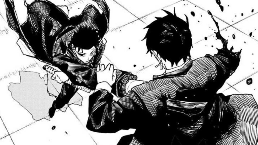 gambar chihiro rokuhira vs pemimpin hishaku di manha kagurabachi
