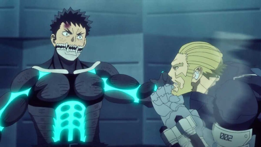 gambar kaiju no 8 vs isao shinomiya dari anime kaiju no 8