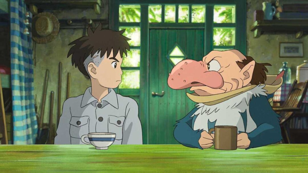 gambar mahito dan manusia bangau di film the boy and the heron