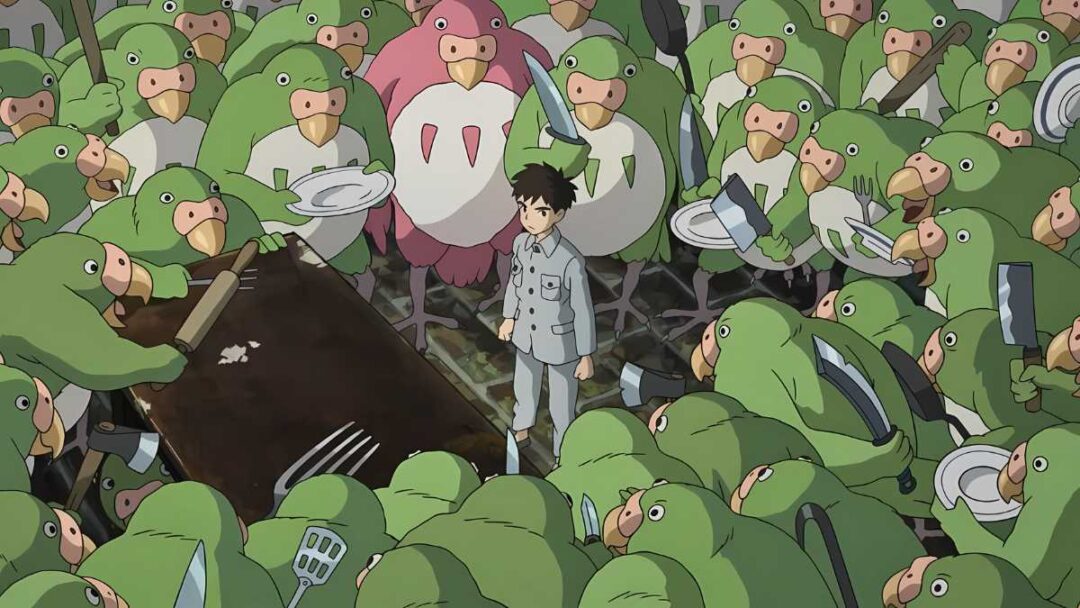 gambar mahito dan manusia parkit di film the boy and the heron