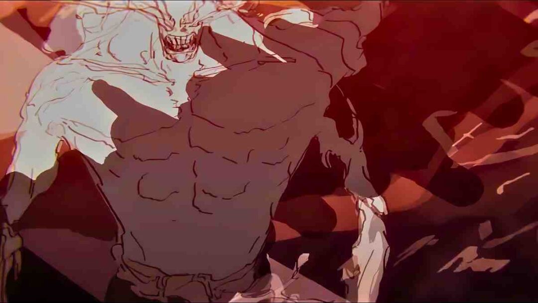 gambar mahoraga beradaptasi pada fukuma mizhushi dari anime jujutsu kaisen
