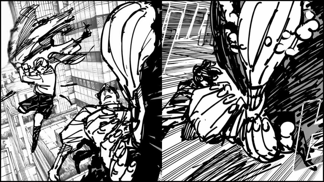 gambar ui ui menyelamatkan tubuh yuta okkotsu di manga jujutsu kaisen
