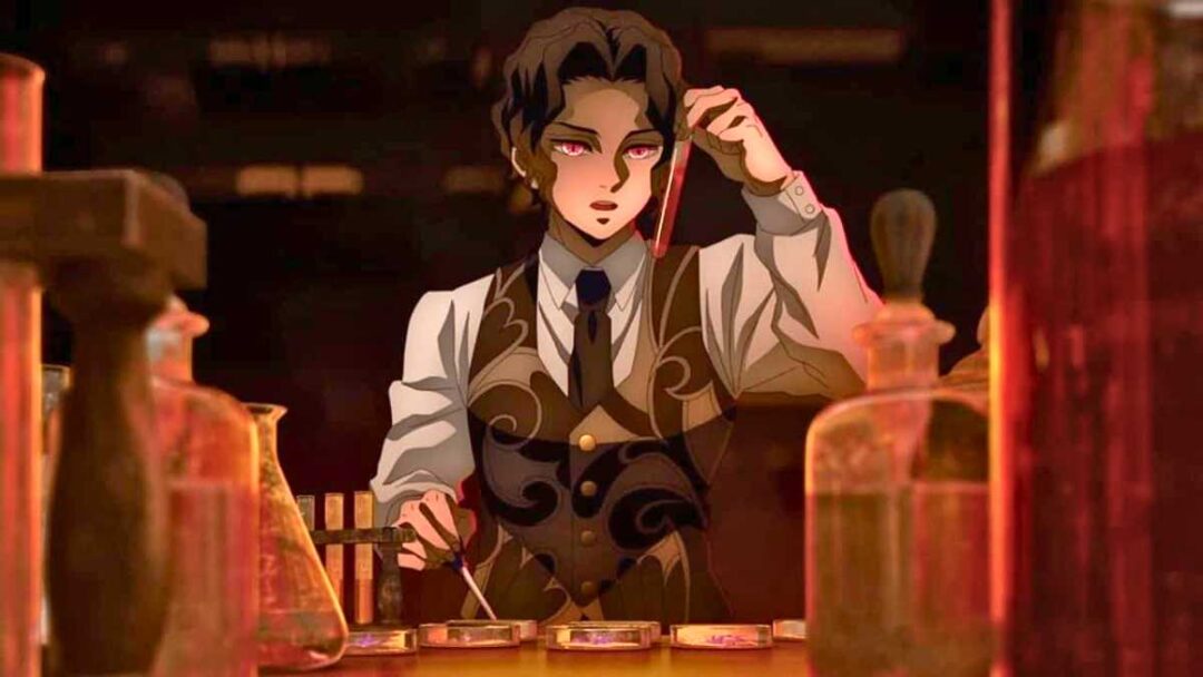 gambar muzan kibutsuji meneliti darah dari anime kimetsu no yaiba