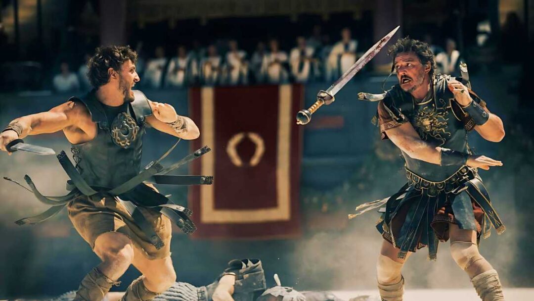 gambar paul mescal dan pedro pascal di film gladiator 2