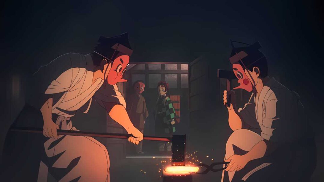 gambar pembuatan pedang nichirin di anime demon slayer