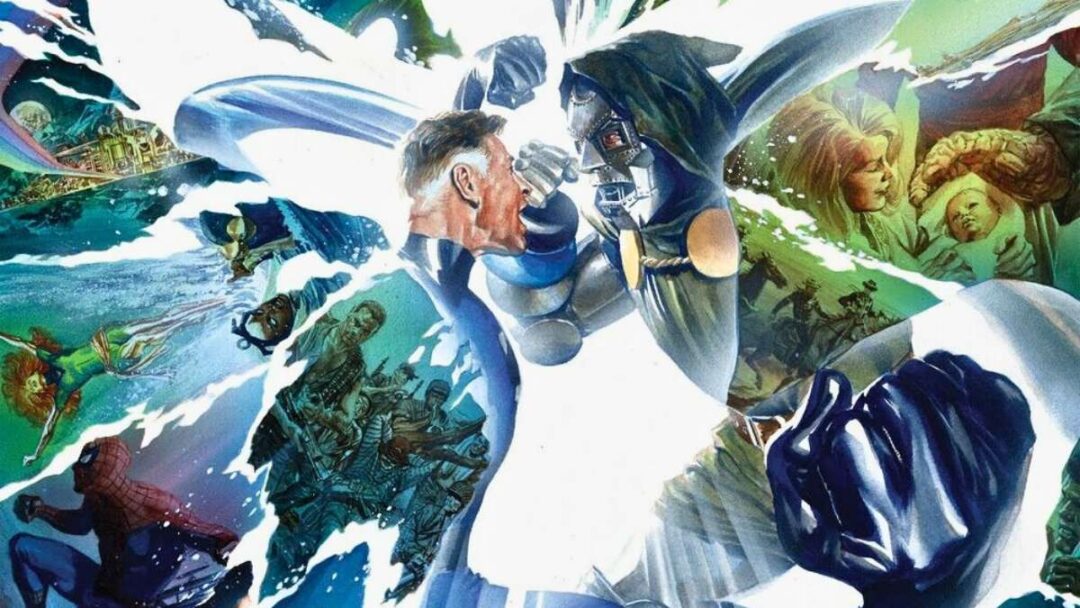 gambar reed richards vs doctor doom dari sampul komik secret wars vol 19